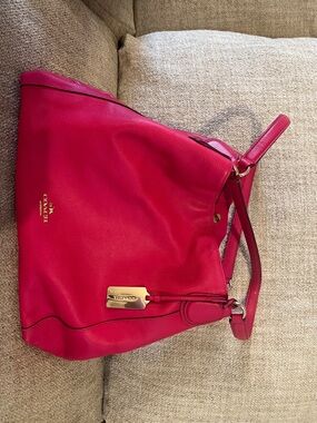 Coach Pebbled Leather Edie Hobo Bag - Fuchsia Pink